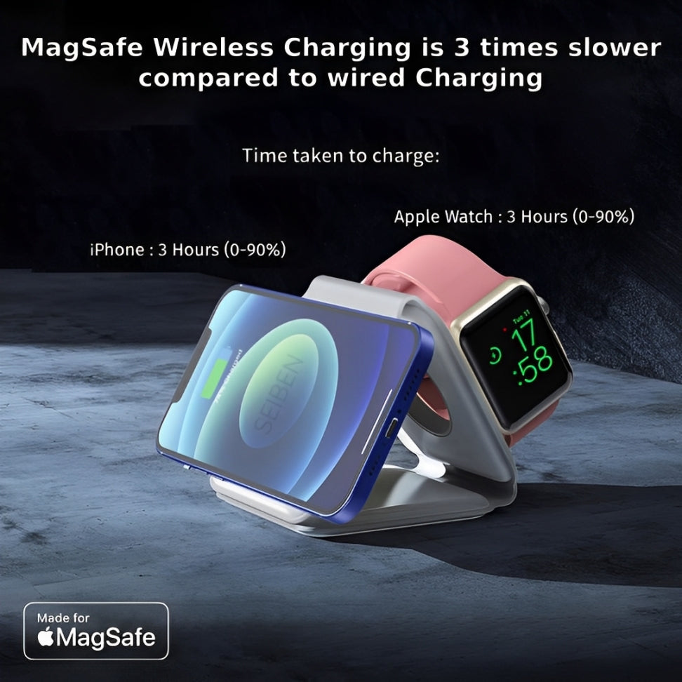 3 in 1 Magnetic Foldable MagSafe | Wireless Charger - Pearl White