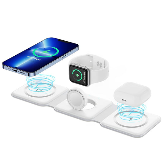 3 in 1 Magnetic Foldable MagSafe | Wireless Charger - Pearl White