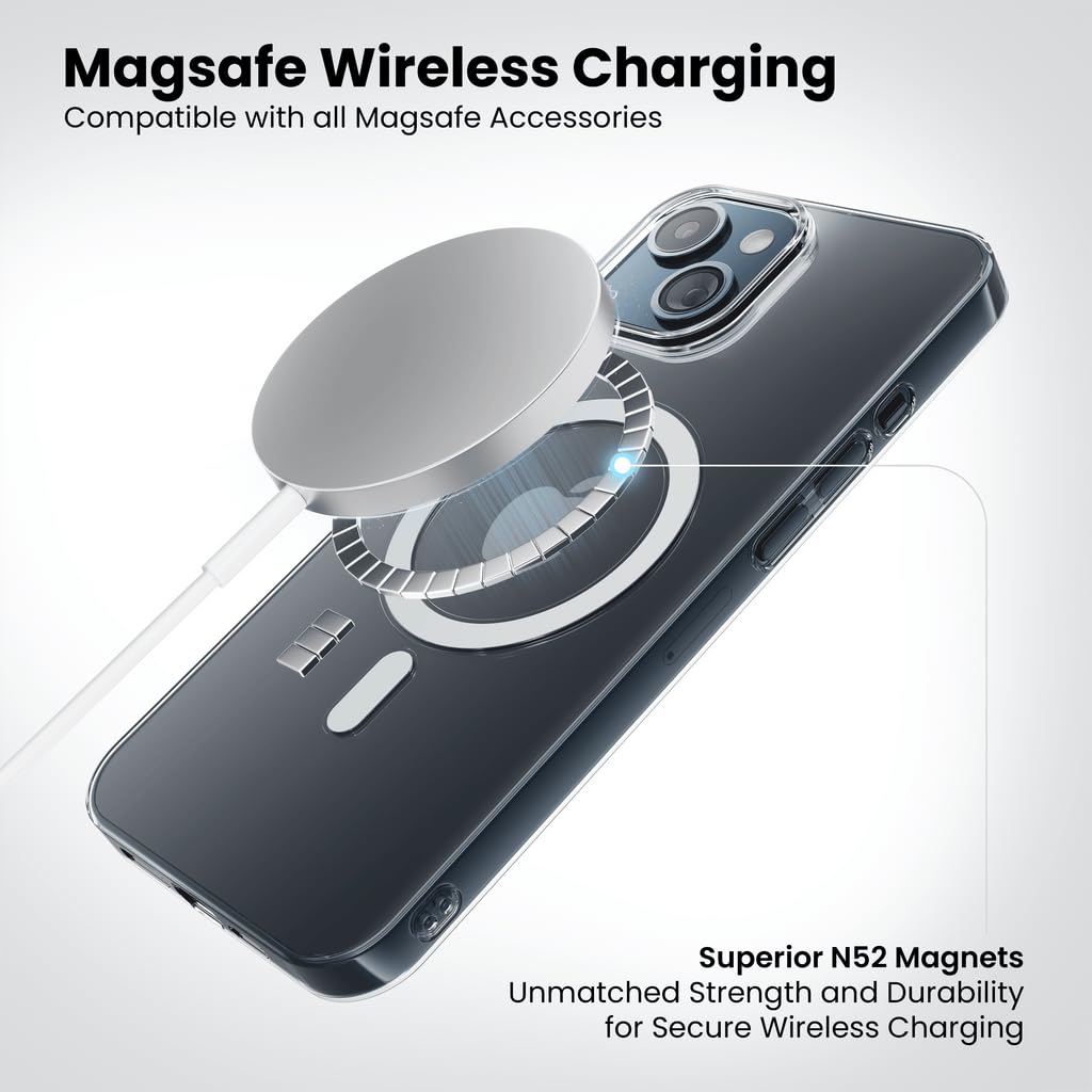 iPhone Transparent MagSafe Case | Anti-Yellow Cover + 4 FREE Gifts (Cable protector + Camera Lens Protector + Tempered Glass + sticky pad)