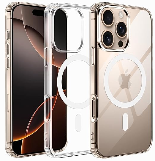 iPhone Transparent MagSafe Case | Anti-Yellow Cover + 4 FREE Gifts (Cable protector + Camera Lens Protector + Tempered Glass + sticky pad) 16 pro