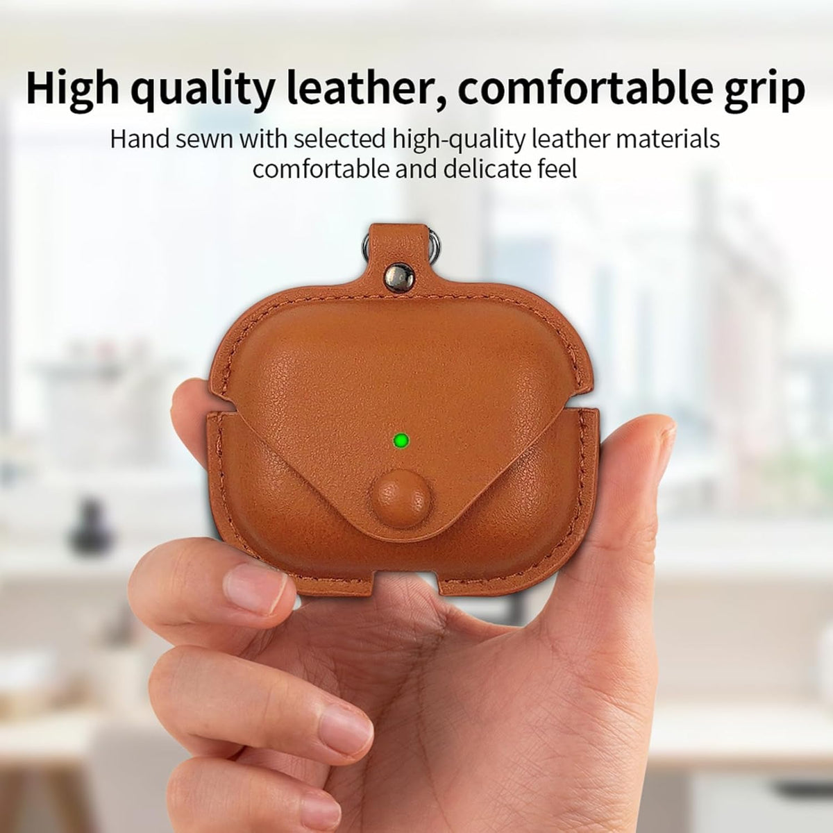 Ethoscase 360 Protection Shockproof Design Leather Case Compatible with Apple Airpods (Brown)